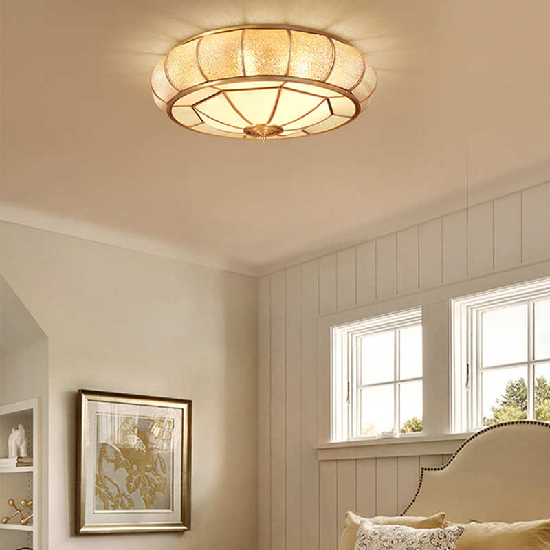 美式全铜水晶吸顶灯 创意个性卧室LED吸顶灯灯简欧餐厅灯书房灯具