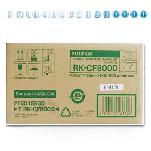 富士Ask300升华打印机打印照片纸4X 6.2英寸卷800张富士Rk-Cf800