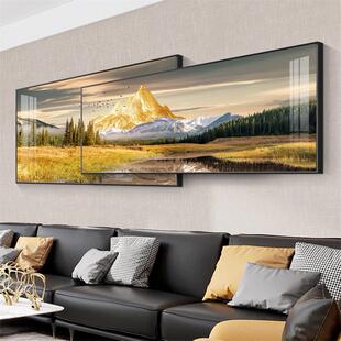 网红日金山客装饰画墙新中式沙发背景画晶瓷壁照可客制厅化