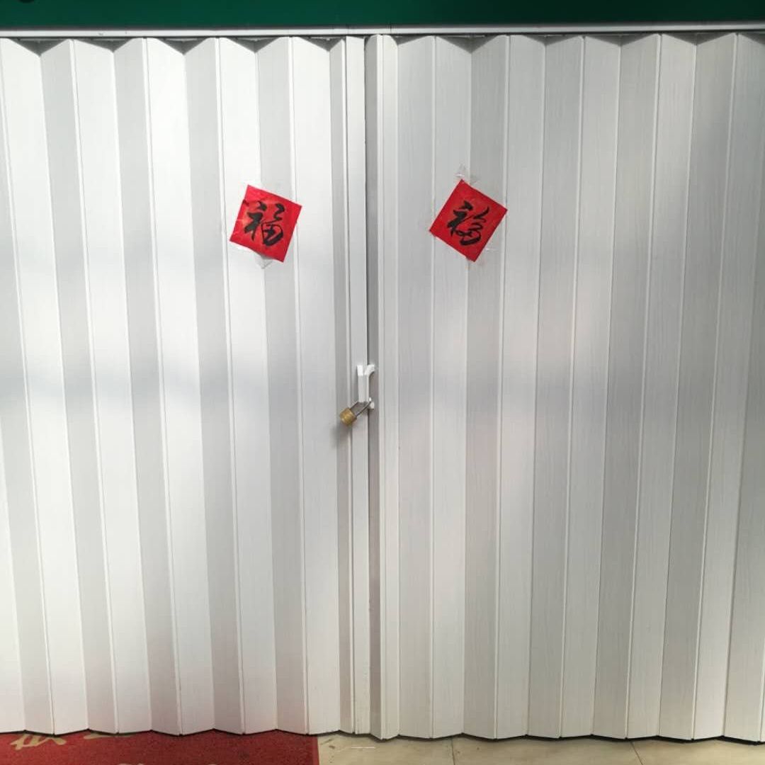 PVC折叠门推拉隔断隐形简易收缩门商铺卫生间拉门吊轨百叶移门