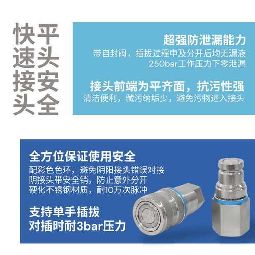 依色格高压不平锈钢面快速接CIG头平头快换自锁自封带压拔插防泄