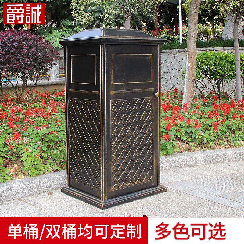 印刷logo铸铝垃圾桶家用户外别墅花园铝合金垃圾箱分类欧式垃圾桶