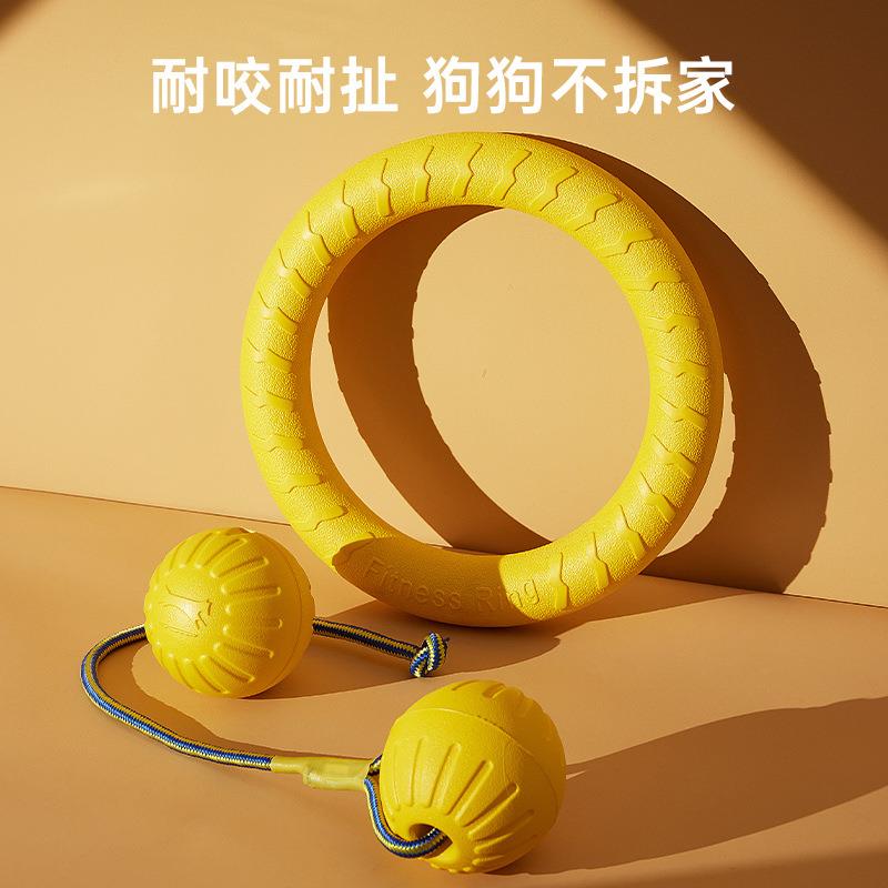 狗狗玩具可浮水带绳训练球户外逗狗训犬拉环耐咬磨牙宠物球现货