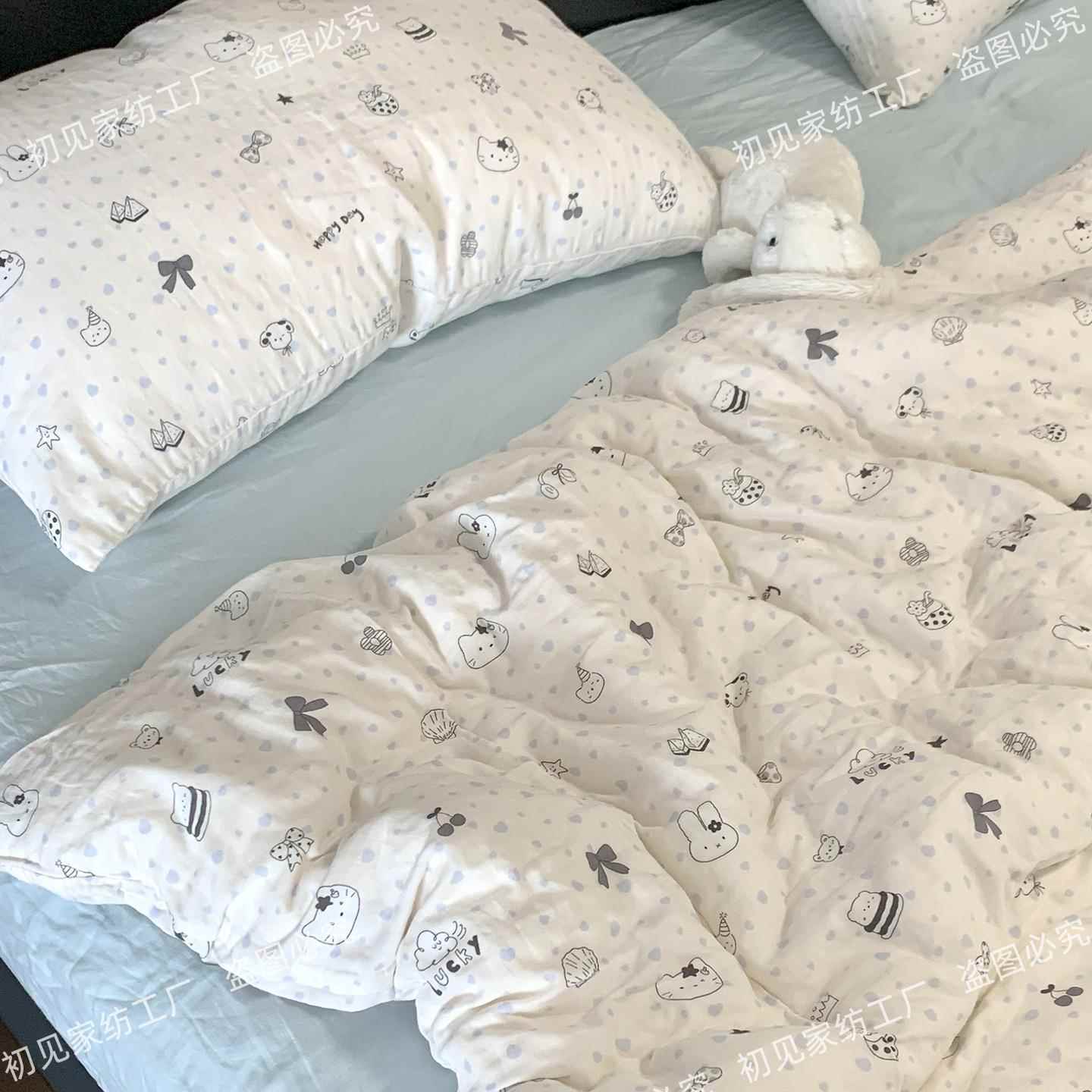 a类母婴级双纱纯棉被套单件50全棉双层x200x2310棉被罩纱全布层四