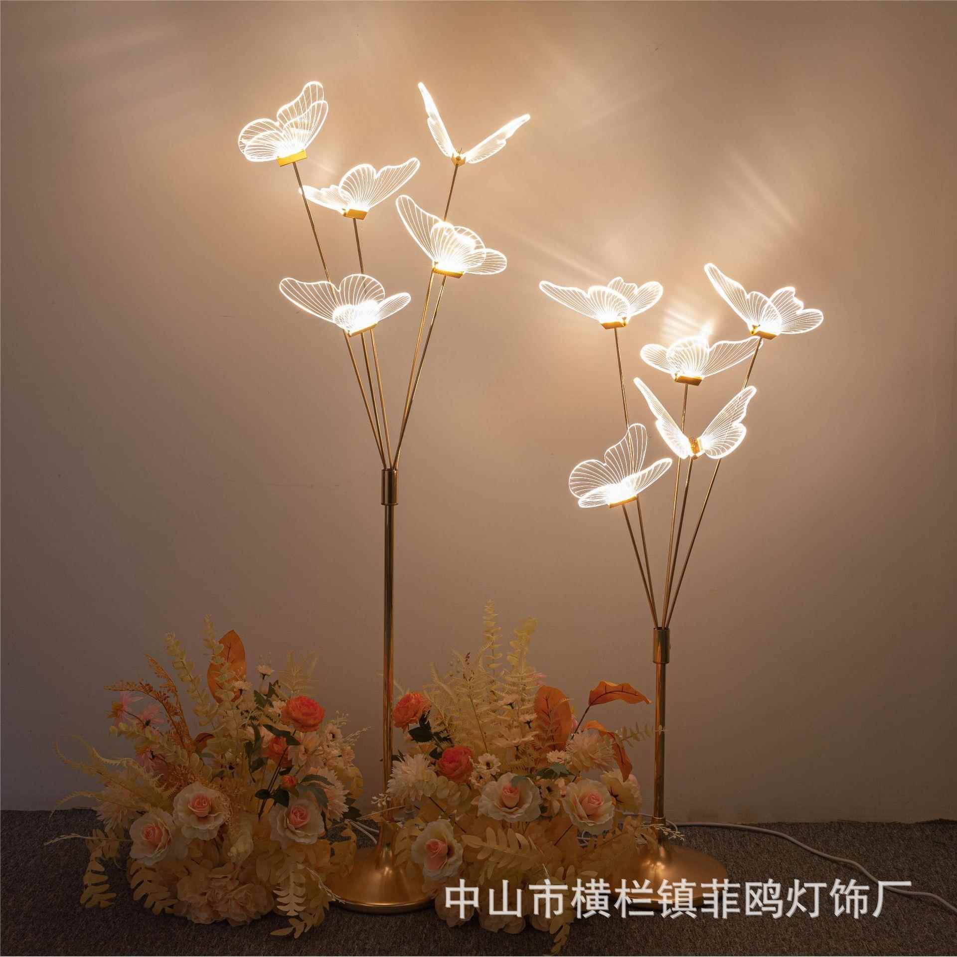 庆婚景亚克力5头发光拉丝蝴蝶路引舞台装饰宴客NHX场厅布置道具