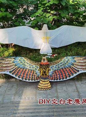 空白DIY涂色教学风筝潍坊竹扎老鹰蝴蝶风筝很立体更逼真传统工艺