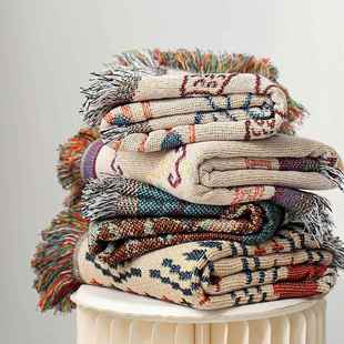 全棉线线毯床单老式 休闲针织毯加厚铺床双人毛巾 全棉桌布四季