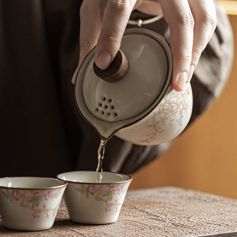 陶瓷快客杯一壶三杯旅行茶具套装家用茶器功夫茶具户外便携泡茶杯