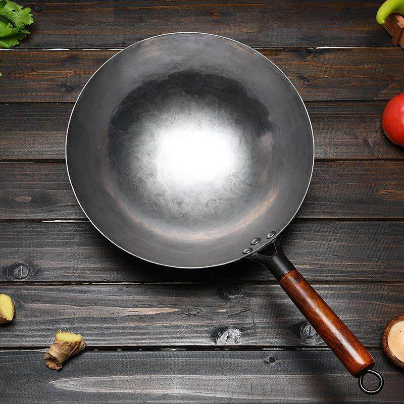 章丘铁锅炒锅手工锅家用无涂层手打老式无烟炒菜锅不粘锅燃气灶锅