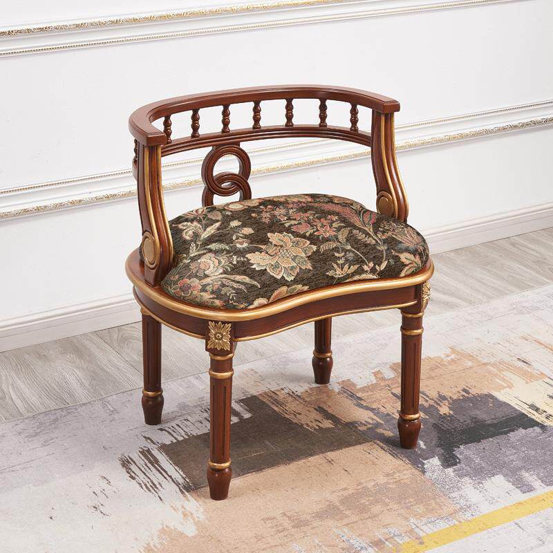 至高美中古风实木围椅圈椅沙发椅木色咖啡色刺绣坐垫椅子休闲椅子