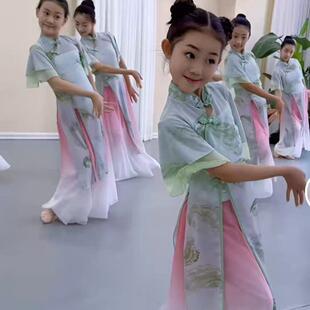 高档儿古舞练功舞蹈服旗袍出服女童演扇典子舞中国童舞少儿六一表