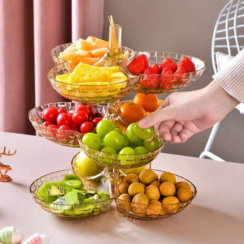 Iron Three Layer Storage Basket Fruit Dish Kitchen Home Bowl