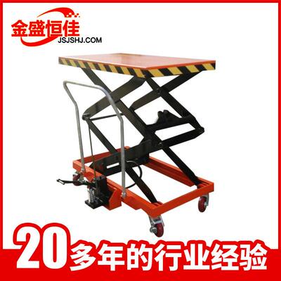 厂家供应手推滚珠磨具平台车双剪PT350半电动物料升降平台车