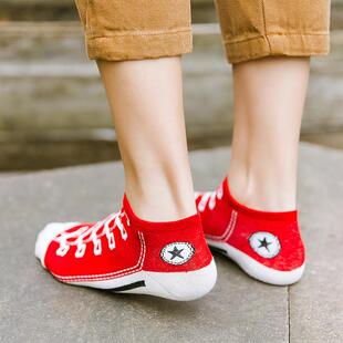 Funny Kawaii Shoe Print Short Socks Cotton Fashion Harajuku