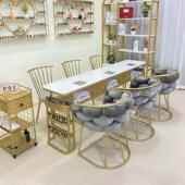 网红轻奢美甲美睫吸尘器美甲台双人套装 美甲桌子美甲店桌椅一整套