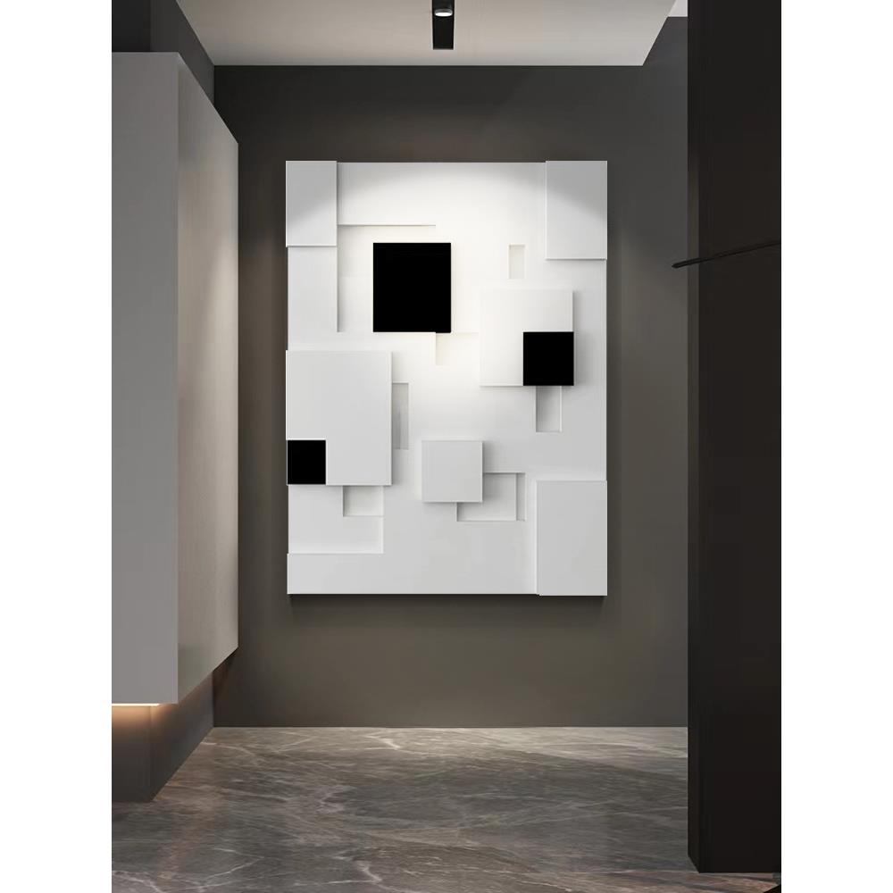 立体木雕无品牌/绘饰抽象艺术实物画玄关装画现客代轻奢厅样板手
