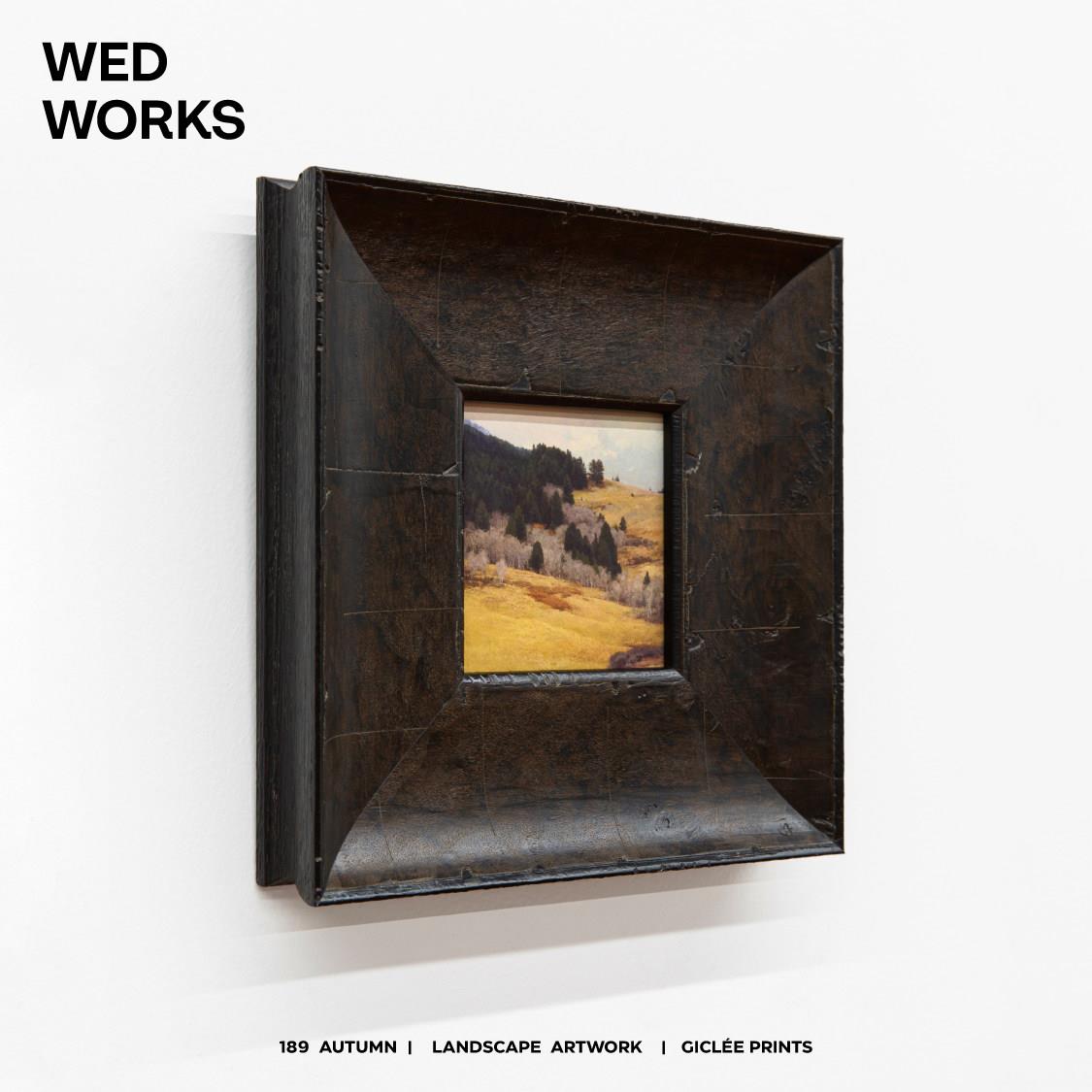 W实189E画D WORKS 小众中古木框风小景小幅装饰书房玄关墙面氛围