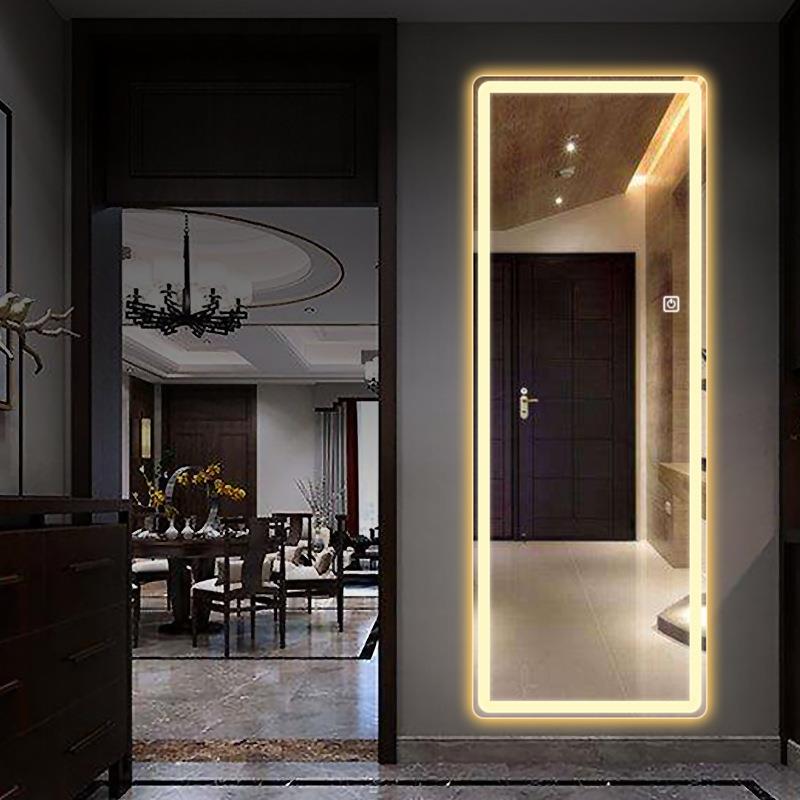 智能无WDR穿衣镜框le带灯壁挂墙全身镜子d家用关试衣镜发光玄装饰