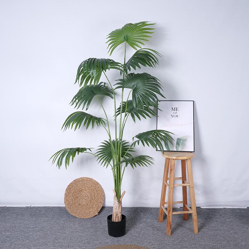 仿真新款蒲葵 扇葵树北欧风假绿植圆叶蒲 装饰摆件落地室内盆景