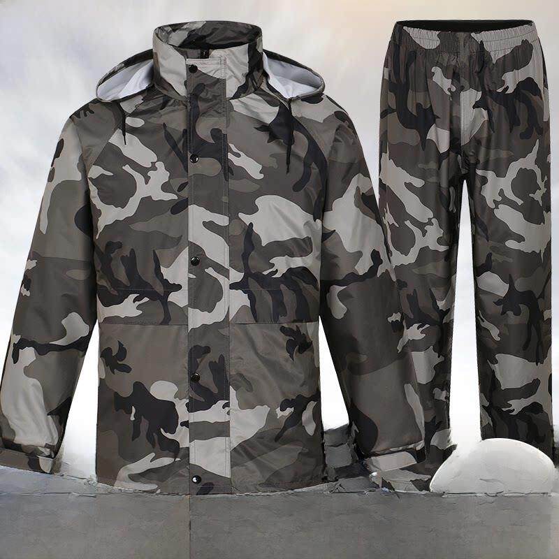迷彩雨衣和雨裤集防雨雨披分裂自行车男子和妇女双层大尺寸全身防