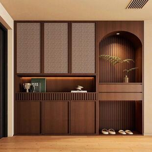 藤编门定制卧室门推拉折叠门客厅实木隔断移门鞋柜透气平开 柜门
