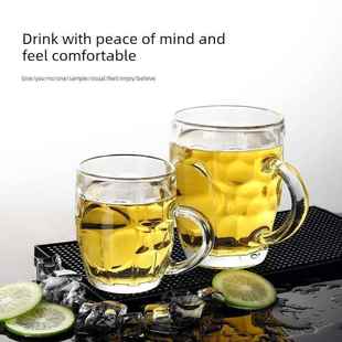 啤酒杯大容量家用杯子水杯扎啤杯把手酒店商用茶杯带把扎杯玻璃杯