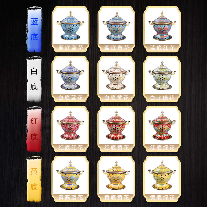 景泰蓝铜火锅高端单人小火锅一人专用小锅纯铜酒精炉锅具家用铜锅