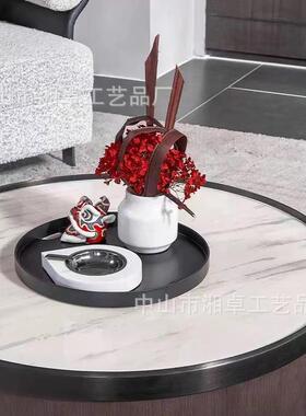 新141中式盘纯色金属托托摆件板间私人会所酒店桌面样茶几盘摆件