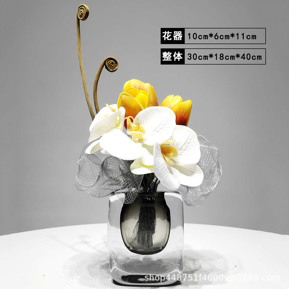 假桌面酒店仿真装饰现代花盆景办公奢茶几花艺样板房摆件轻小洽谈