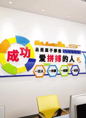 激励志标语3d贴纸会议氛围布置司形象企业办公室装饰文化高级感