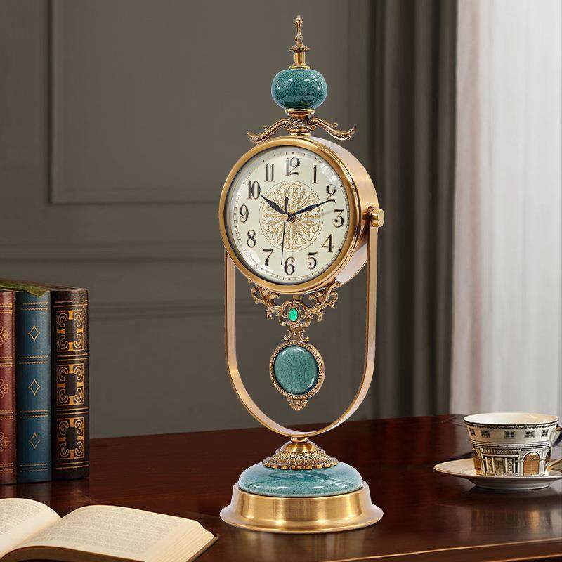 现货创意欧式座钟摆件客厅轻奢摇摆台钟摆件美式钟表摆放台式时钟