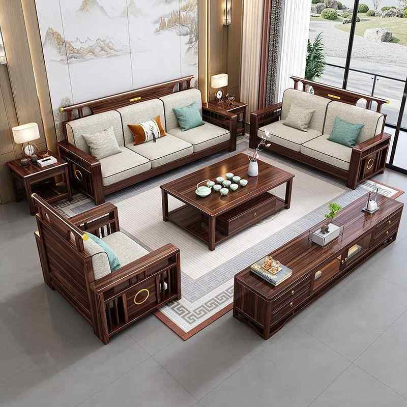 新UPT式中乌金木全实木代现沙发简约大型冬夏两用家用储物客厅家