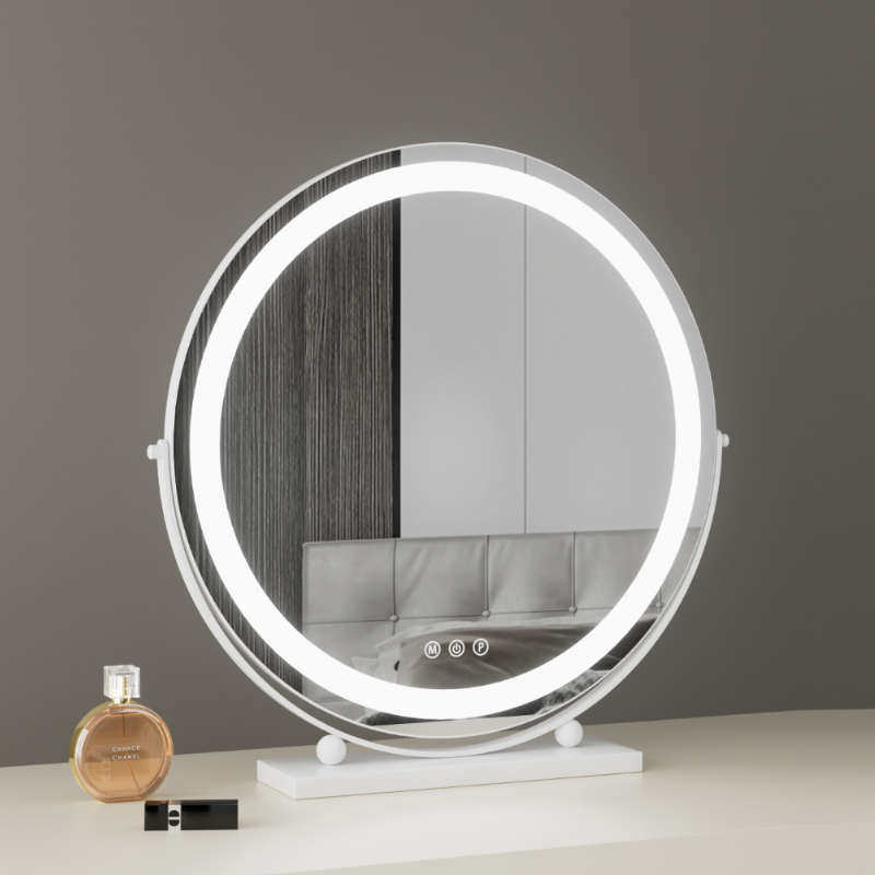 新款led化妆镜带灯台式桌面大号补光充电梳妆台镜子宿舍网红卧室i