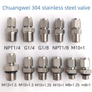 304不锈钢气门嘴气芯充气嘴G1 M12 NPT1 m10 1.5