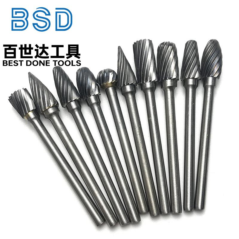 株洲直销3*6mm单纹双纹10件套硬质合金钨钢打磨头雕铣木工旋转锉