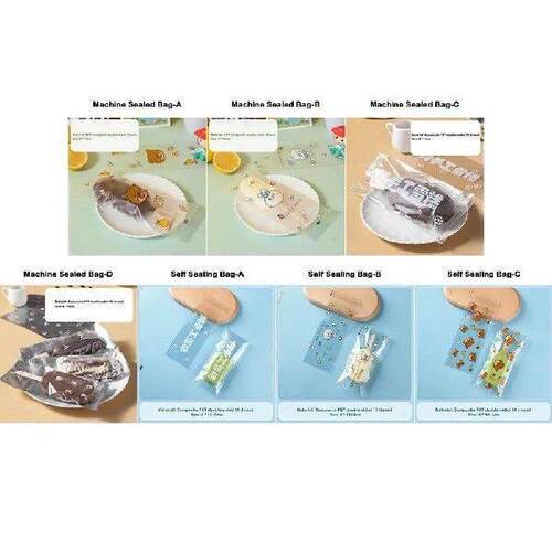 Cartoon 100Pcs Packaging Bag Transparent DIY Storage Bag