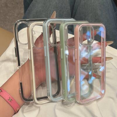 适用iphone17pmx手机壳苹果17promax手机壳ins风简约纯色边框透明16pro手机壳15新款14pro女款13超火苹果17pr