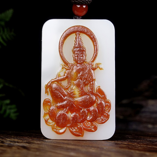 【普度众生】和田玉玛丽艳聚红皮观音立体挂件 34.50g