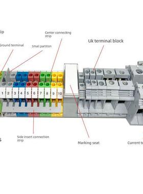 导轨式UK-2.5b接线端子排uk3n5n6n10n双层电压电流保险接地端子