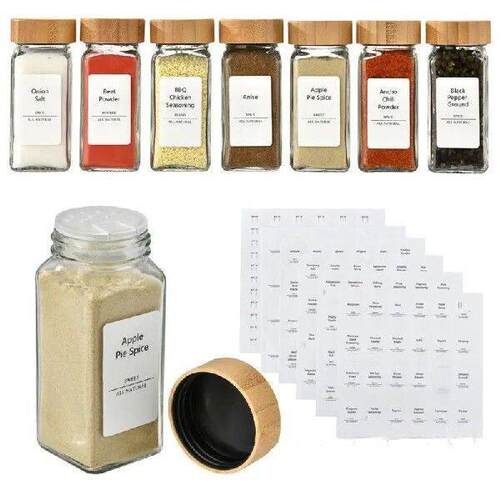 1~8PCS 120ml Wholesale Acacia Wood Cover Square Glass Jars