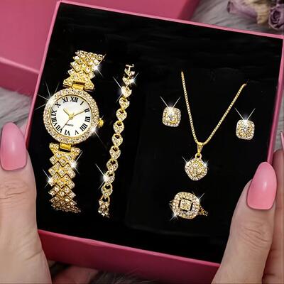 Diamond bracelet watch set women's quartz watch 5 sets手