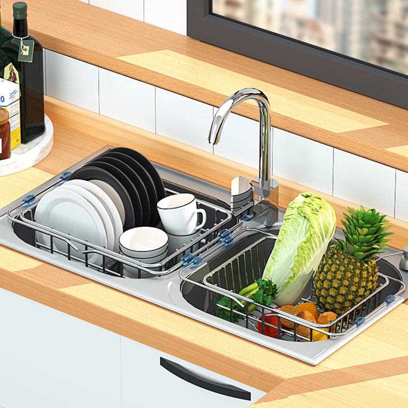 新款直销304不锈钢水槽伸缩沥水篮 厨房碗筷碟收纳架水果蔬菜洗菜