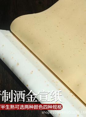 四尺六尺生宣纸白色仿古洒金书法国画创作品专用纸半生半熟