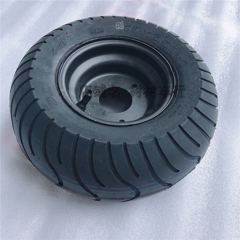 旅游观光沙滩车 卡丁车配件改装三孔轮毂13X6.50-6寸公路真空轮胎