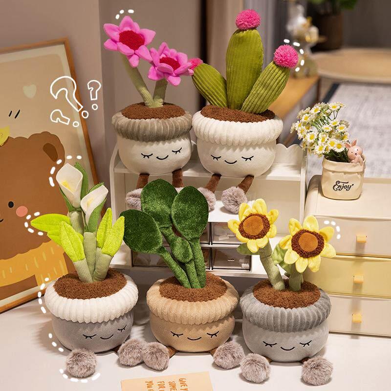 仿真植物花朵盆栽玩偶向日葵马蹄莲毛绒玩具公仔桌面家居摆件礼物