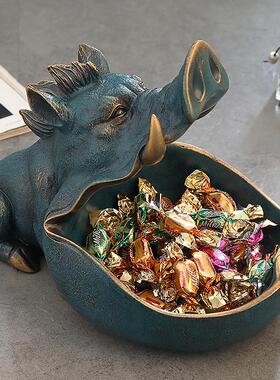 欧式美式TSI个收纳盘入匙户门厅玄关放性钥家收纳盒糖果盘创意居