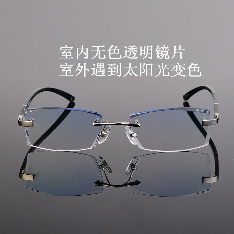 高档平光防射蓝光辐抗0疲劳潮男钻石切边度数度丹无阳眼镜变色护