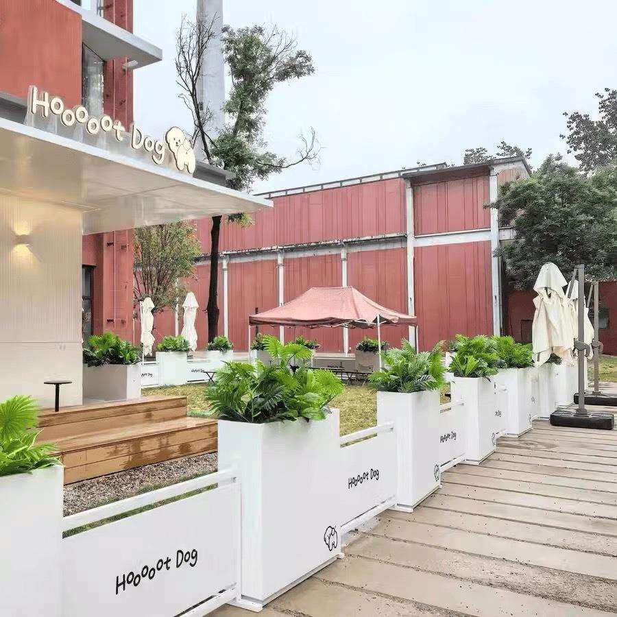 户外铁艺花箱隔断护栏组合咖啡厅奶茶店花槽外摆围栏种植花架