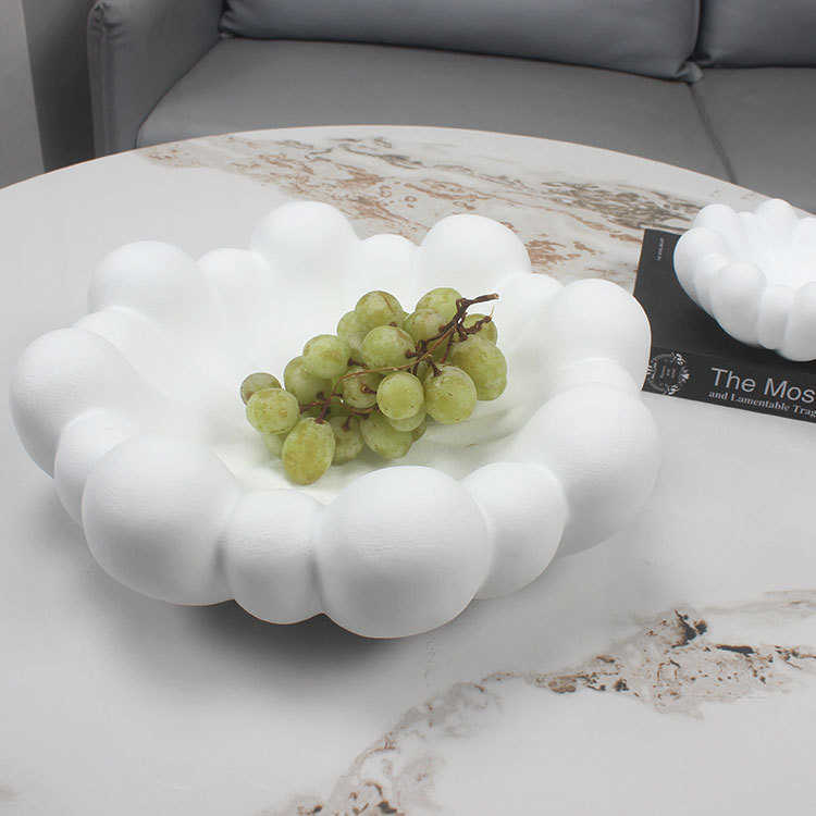 简约花瓣水果盘艺术现代法式家居首饰收纳托盘奶油装饰品摆件