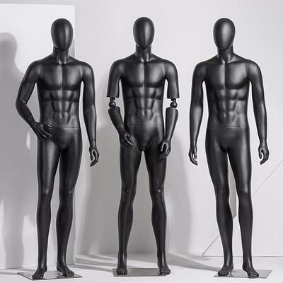 高档哑黑男模特道具全身展示架男装服装店橱窗假人仿真拍照模特架